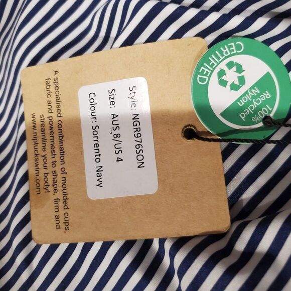 Nip Tuck Women's Navy Sorrento Stripe Joanne Twist Front Tummy-Control s… - Picture 9 of 11